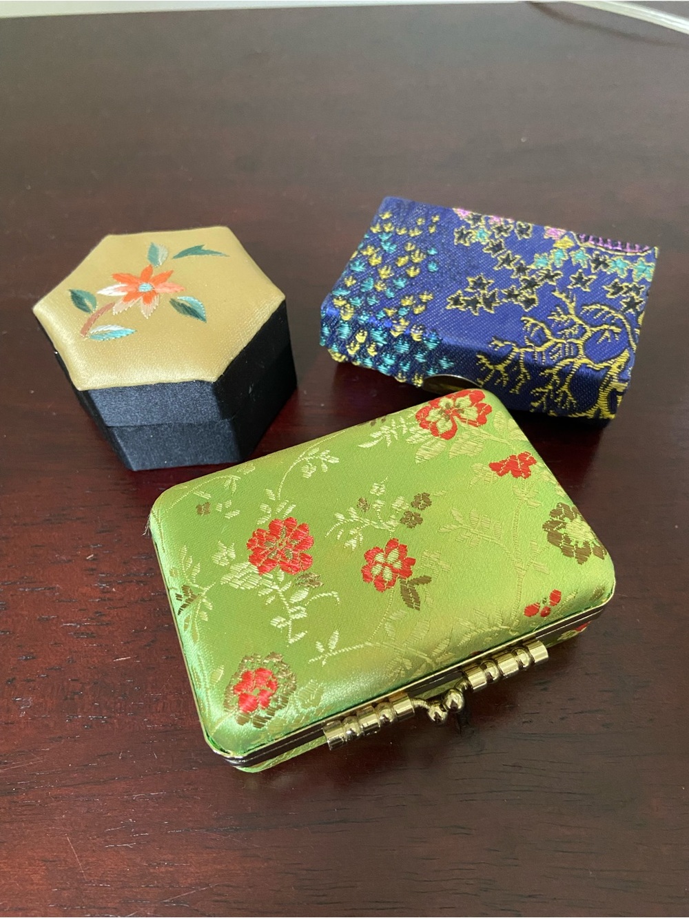 Vintage Chinese-Style Floral Trinket Boxes – Set of 3